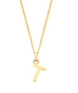 Yellow gold inital pendant & chain