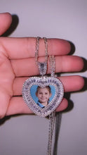Load and play video in Gallery viewer, Memory heart locket silver 925 cz stones
