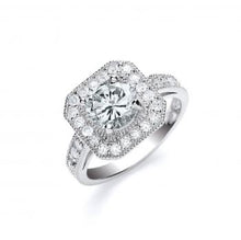 Load image into Gallery viewer, Silver Round Cut with Cz Surrounding &amp; Shoulders Ring - London Fifth Avenue jewellery  

