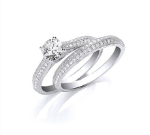 Load image into Gallery viewer, Silver Bridal Half ET with Cz in the Centre Rings

