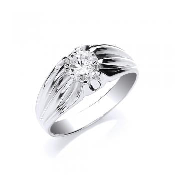Gents Silver Single Stone Ring - London Fifth Avenue jewellery  