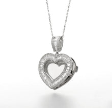 Load image into Gallery viewer, Memory heart locket silver 925 cz stones
