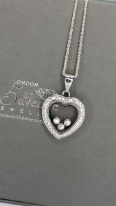 Floating diamond paved heart / Small & Large - London Fifth Avenue jewellery  