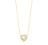 Floating cz diamond 9ct gold heart & chain