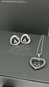 Floating diamond paved heart / Small & Large - London Fifth Avenue jewellery  