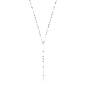 Silver rosary bead necklace