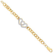 Load image into Gallery viewer, Child’s gold belcher double heart - London Fifth Avenue jewellery  
