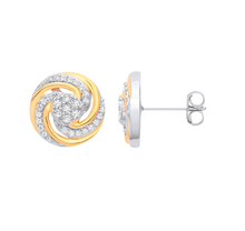 Load image into Gallery viewer, Silver &amp; gold swirl stud earrings
