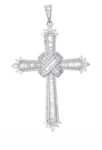 Mia silver baguette cross pendant