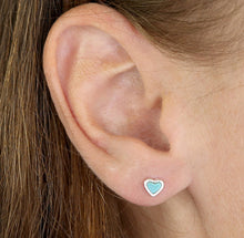 Load image into Gallery viewer, Turquoise heart stud earrings
