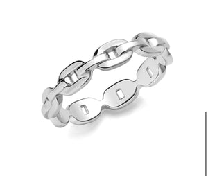 SILVER RHOUIUM PLATED LINK RING