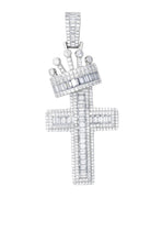 Load image into Gallery viewer, Baguette crowned cross pendant
