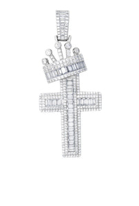 Baguette crowned cross pendant