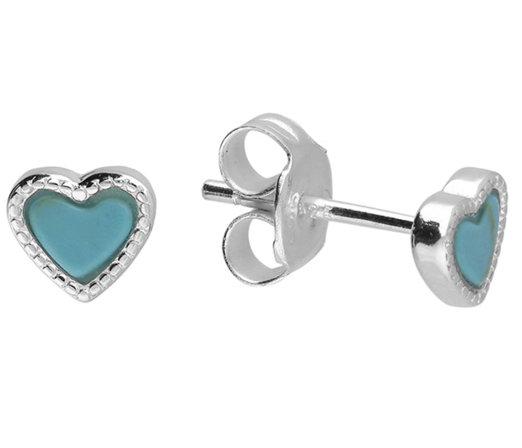 Turquoise heart stud earrings
