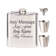 Engraved Stainless Steel 6oz Hip Flask with Funnel and Cups