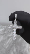 Load and play video in Gallery viewer, Baguette silver cross pendant
