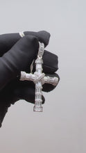 Load and play video in Gallery viewer, Baguette silver cross pendant
