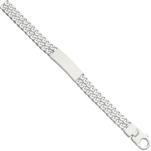 Silver Double Curb Link ID Gents 8" Bracelet - London Fifth Avenue jewellery  