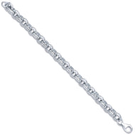 Silver fancy Cz Oval Link Belcher Chain - London Fifth Avenue jewellery  