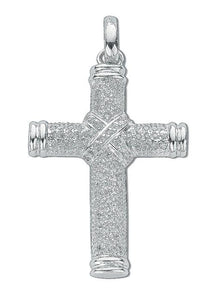 Silver cubic zirconia paved kissing cross - London Fifth Avenue jewellery  