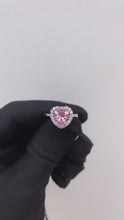 Load and play video in Gallery viewer, Pink stone heart ring size L-Q
