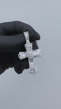 Load and play video in Gallery viewer, Silver baguette cross pendant
