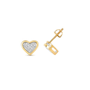 Yellow gold diamond heart stud earrings