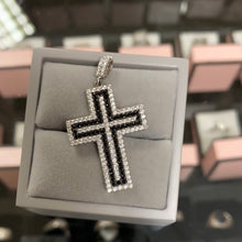 Load image into Gallery viewer, Black &amp; White cz paved cross
