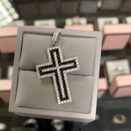 Black & White cz paved cross