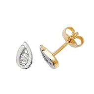 Teardrop yellow gold cz stud earrings