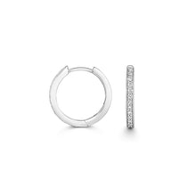 Load image into Gallery viewer, White gold diamond hoop earrings
