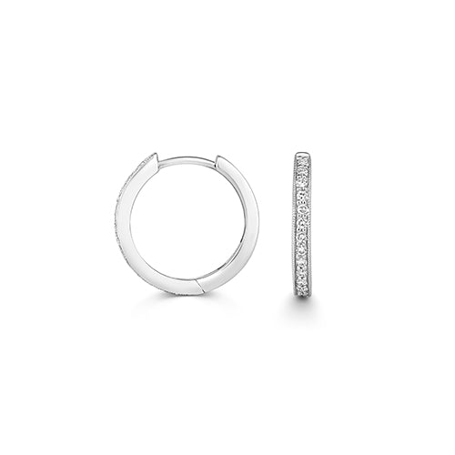 White gold diamond hoop earrings