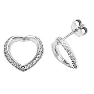 Silver cz heart earrings