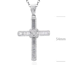 Load image into Gallery viewer, Baguette large cross pendant with
