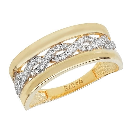 Ladies cross over gold cz ring