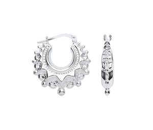 Fancy small silver 19.5 Creole earrings