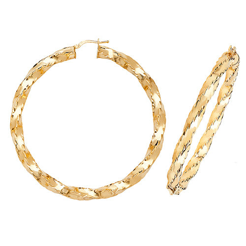 60mm twisted gold hoop earrings