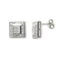 Square paved stud earrings - London Fifth Avenue jewellery  