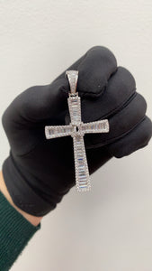 Jessica silver baguette cross pendant