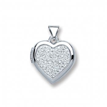 Silver heart “All Crystals Locket” - London Fifth Avenue jewellery  