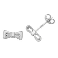 Silver bow stud earrings butterfly back