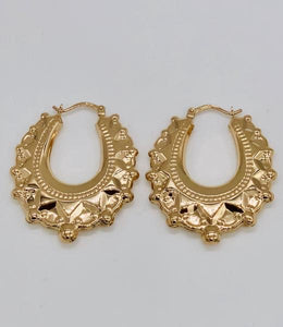Yellow gold large fancy creole earrings - London Fifth Avenue jewellery  