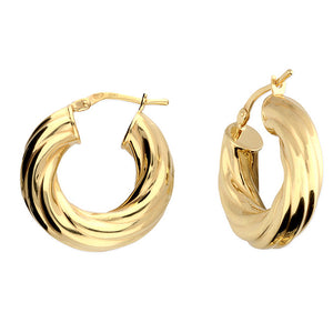 Gold plated swirl effect hoop earrings