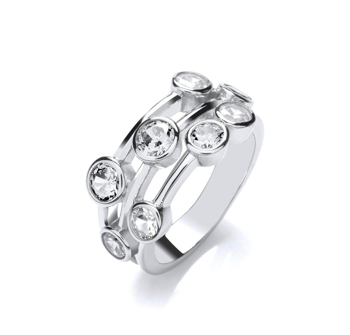 Timeless Style Rubover set CZs Ring