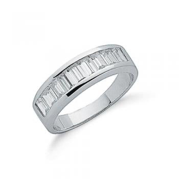 Baguette Cut Cz Half Eternity Ring - London Fifth Avenue jewellery  