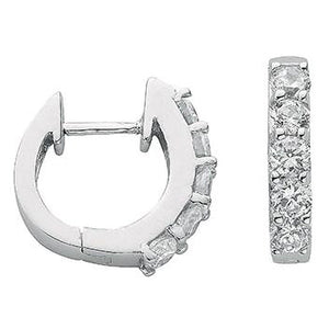 Cubic zirconia huggies silver - London Fifth Avenue jewellery  