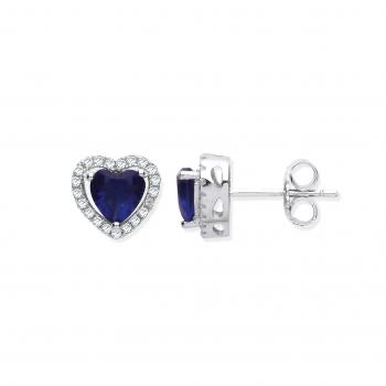 Halo Heart Silver Earrings coloured stone - London Fifth Avenue jewellery  