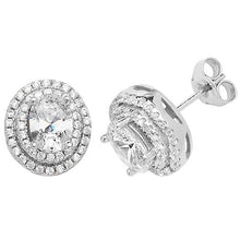 Load image into Gallery viewer, Valentina Oval CZ stud earrings - London Fifth Avenue jewellery  
