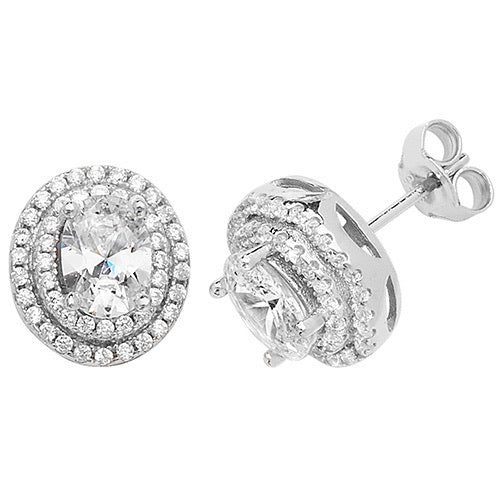 Valentina Oval CZ stud earrings - London Fifth Avenue jewellery  