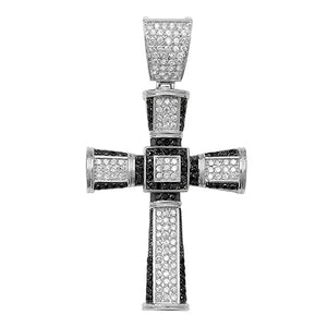 Large hip hop white & black cz paved cross pendant